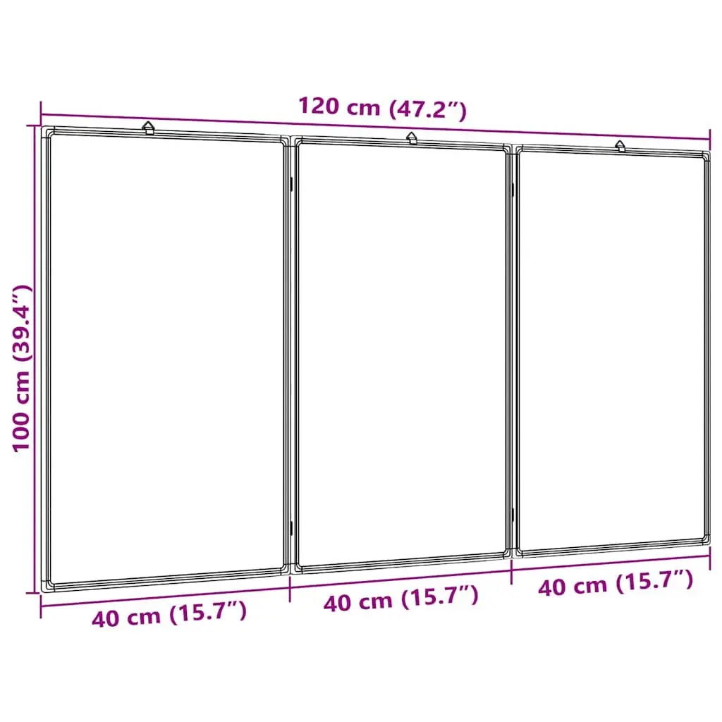 Magnetic Whiteboard Foldable Two Panel Presentation Writing 120 x 100 cm