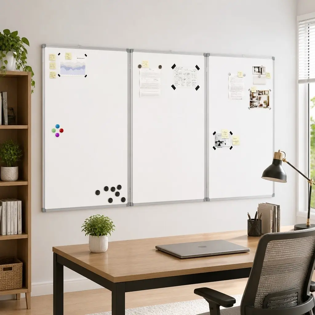 Foldable Magnetic Whiteboard Two Panels 150 x 100 cm