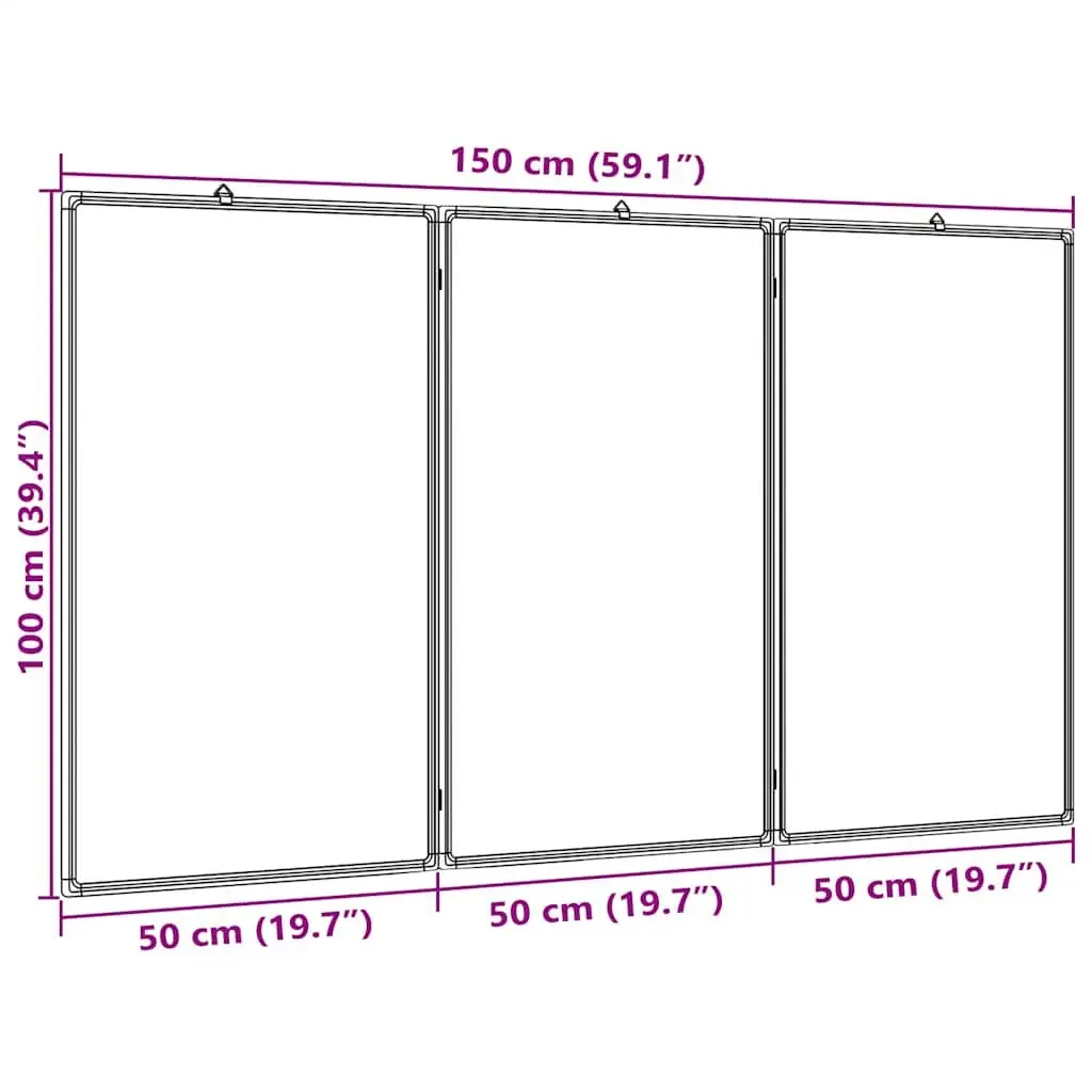 Foldable Magnetic Whiteboard Two Panels 150 x 100 cm
