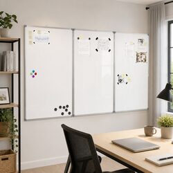Magnetic Whiteboard Foldable Two-Panel Display Board 180x80 cm Office Home Memo