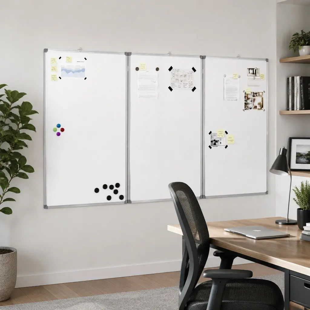 Magnetic Whiteboard Foldable Two Panel Display Board 180 x 100 cm