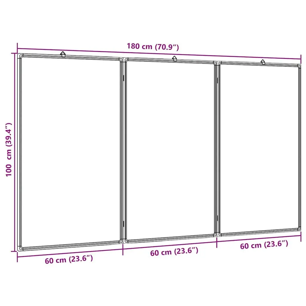 Magnetic Whiteboard Foldable Two Panel Display Board 180 x 100 cm