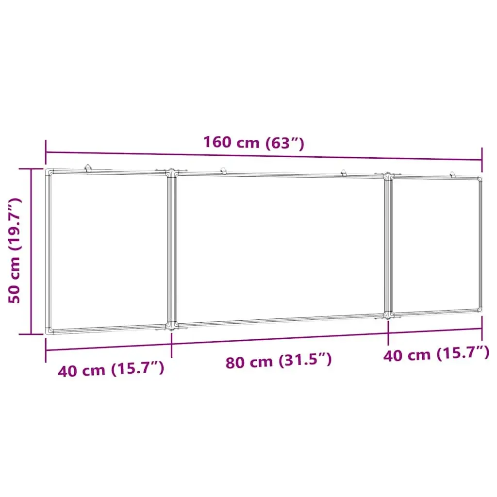 Foldable Magnetic Whiteboard 160x50 cm