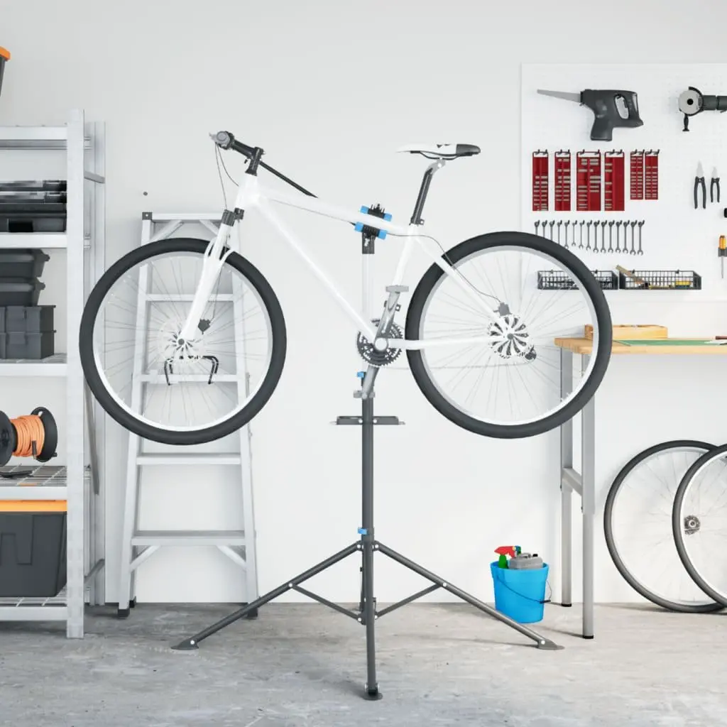 Bike Repair Stand Foldable Adjustable Height 108-188cm Blue Steel