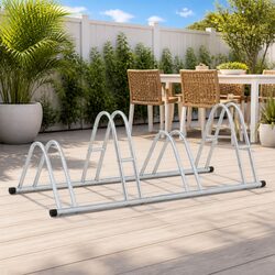 Bicycle Stand 4 Bikes Floor Storage Freestanding Wheel Rack Garage Outdoor