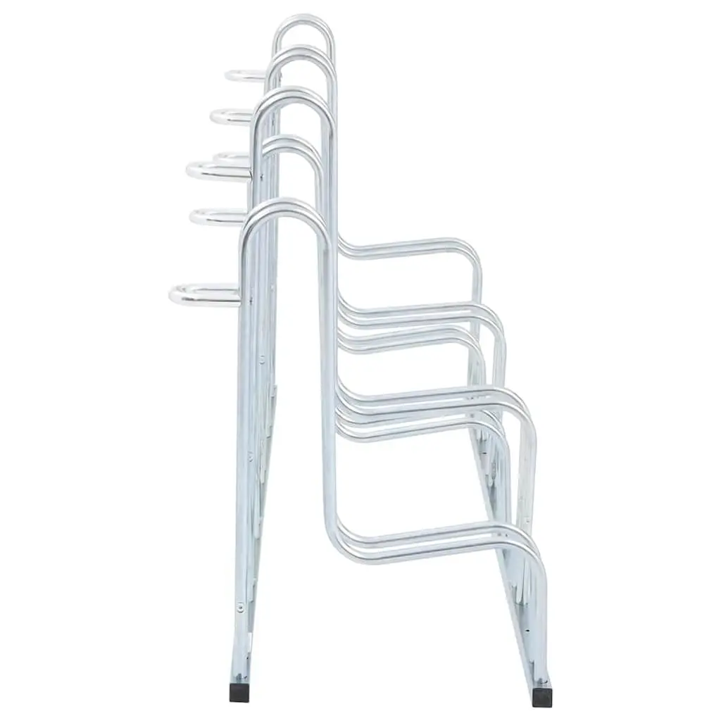 Bicycle Stand Floor Freestanding 6 Bikes Storage Galvanised Steel Silver Rack