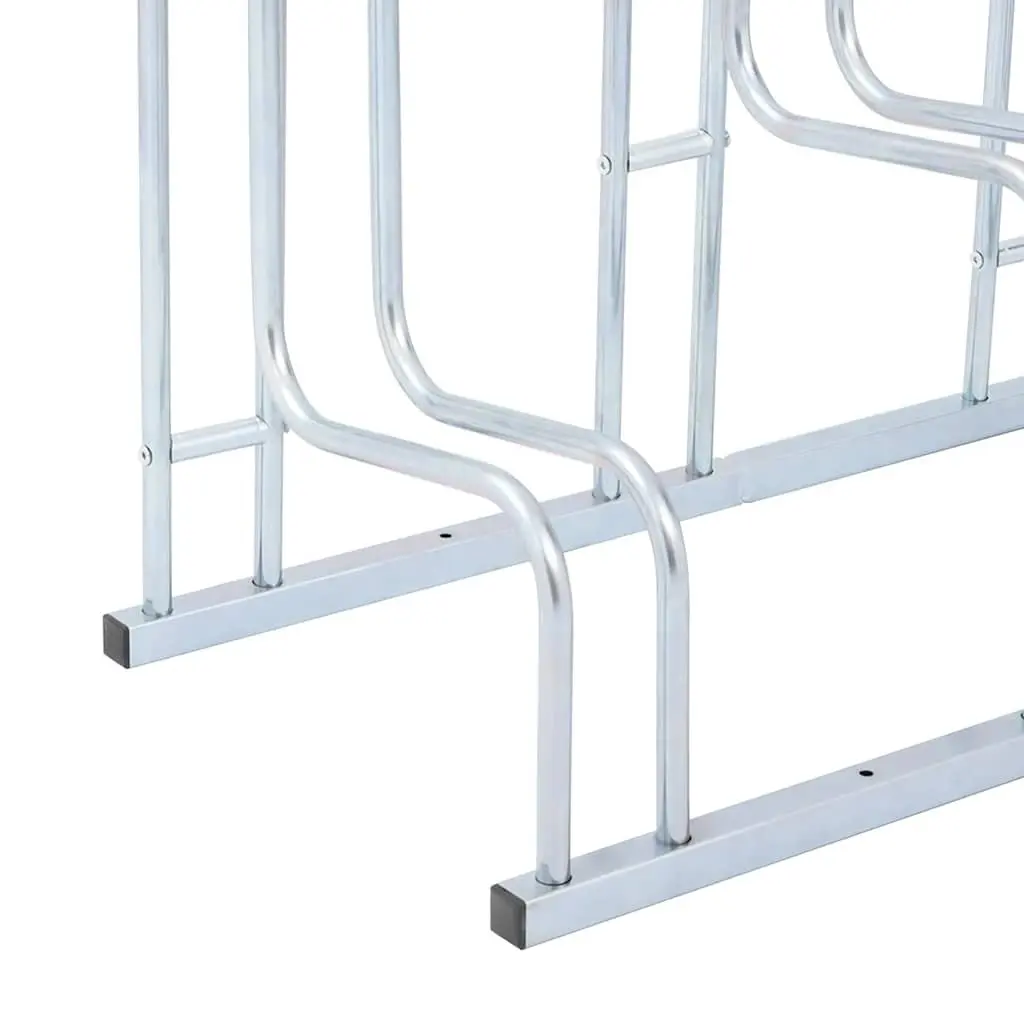 Bicycle Stand Floor Freestanding 6 Bikes Storage Galvanised Steel Silver Rack