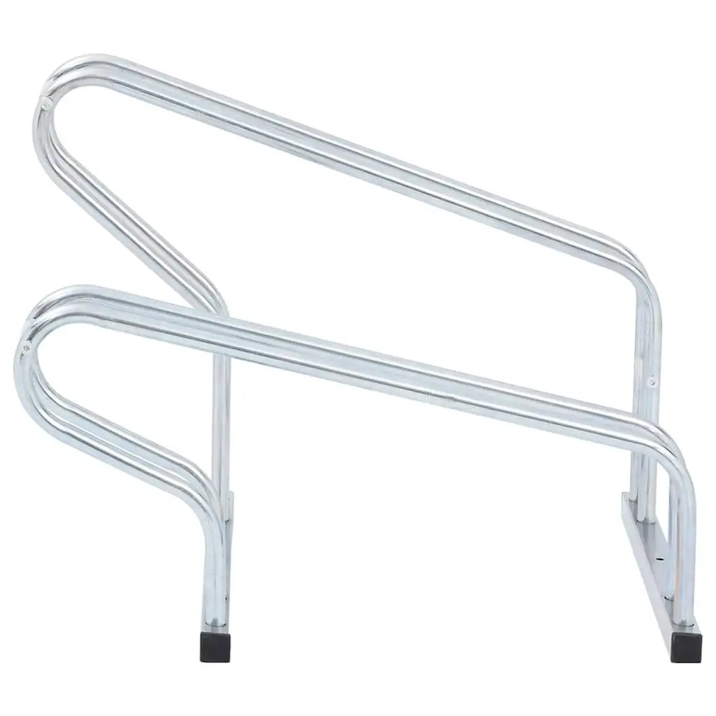 Bicycle Stand Freestanding Silver for 2 Bikes Indoor Outdoor Storage Rack