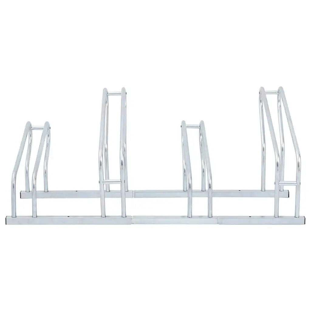 Bicycle Stand Freestanding Storage Rack Galvanised Steel Silver 4 Bikes