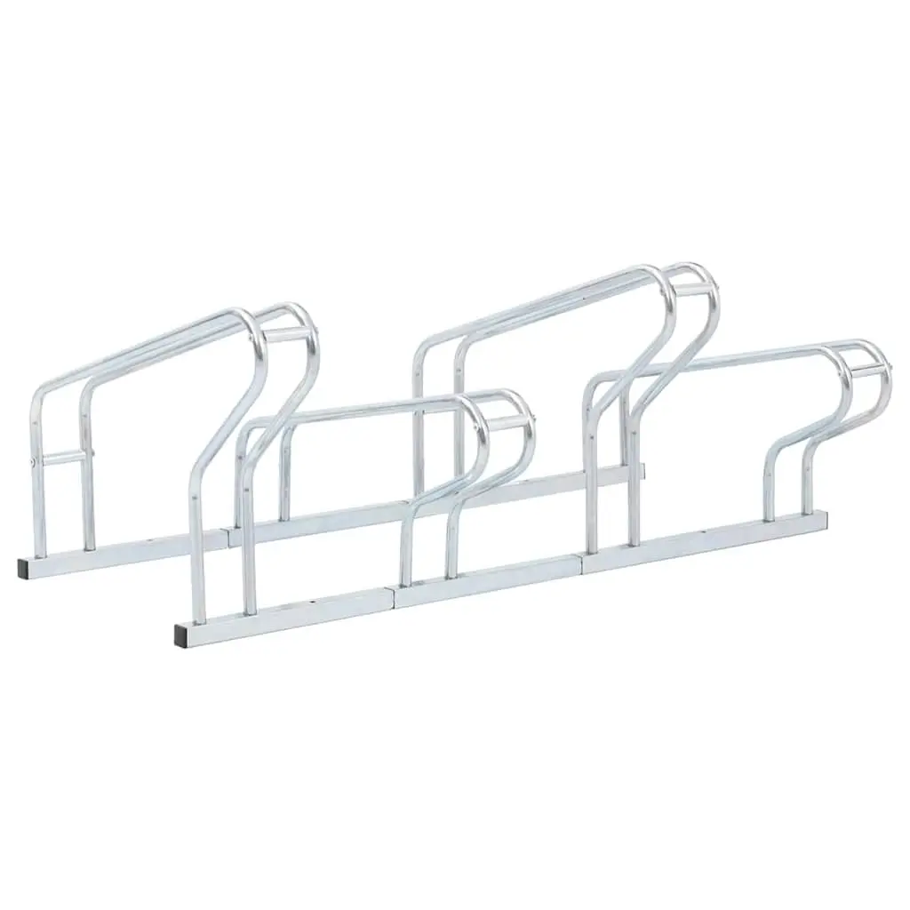 Bicycle Stand Freestanding Storage Rack Galvanised Steel Silver 4 Bikes