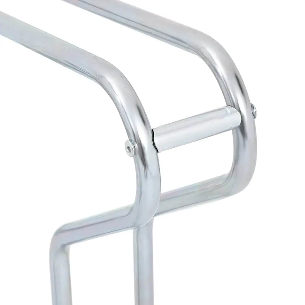 Bicycle Stand Freestanding Storage Rack Galvanised Steel Silver 4 Bikes