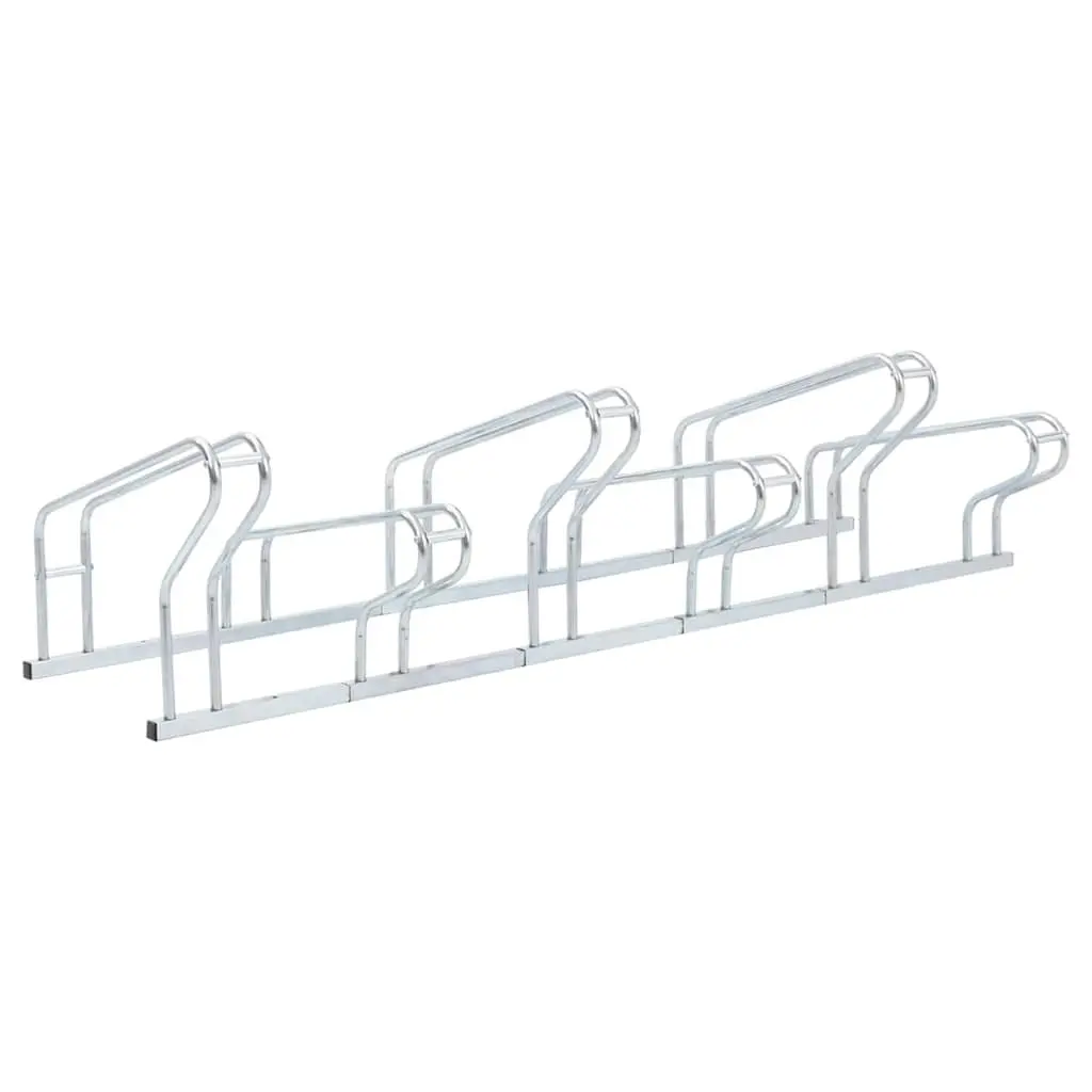Bicycle Stand Floor Freestanding 6 Bikes Storage Rack Silver Galvanised Steel