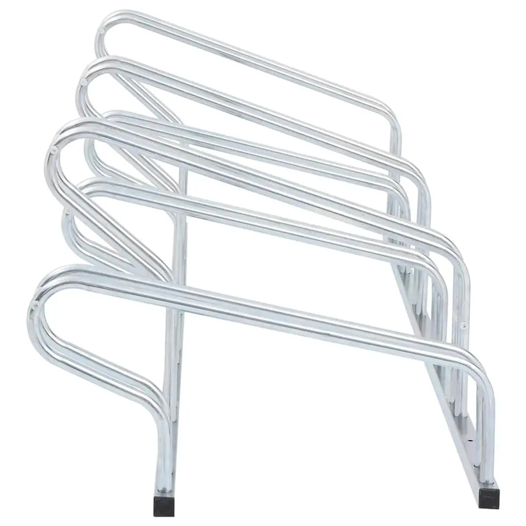Bicycle Stand Floor Freestanding 6 Bikes Storage Rack Silver Galvanised Steel