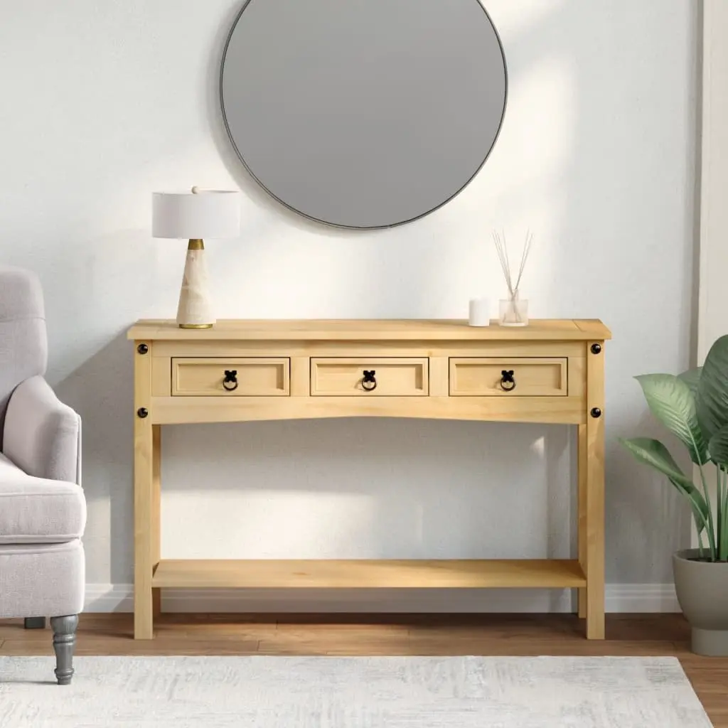Console Table Solid Wood Pine 114x34.5x73cm 3 Drawers Hallway Accent End Table
