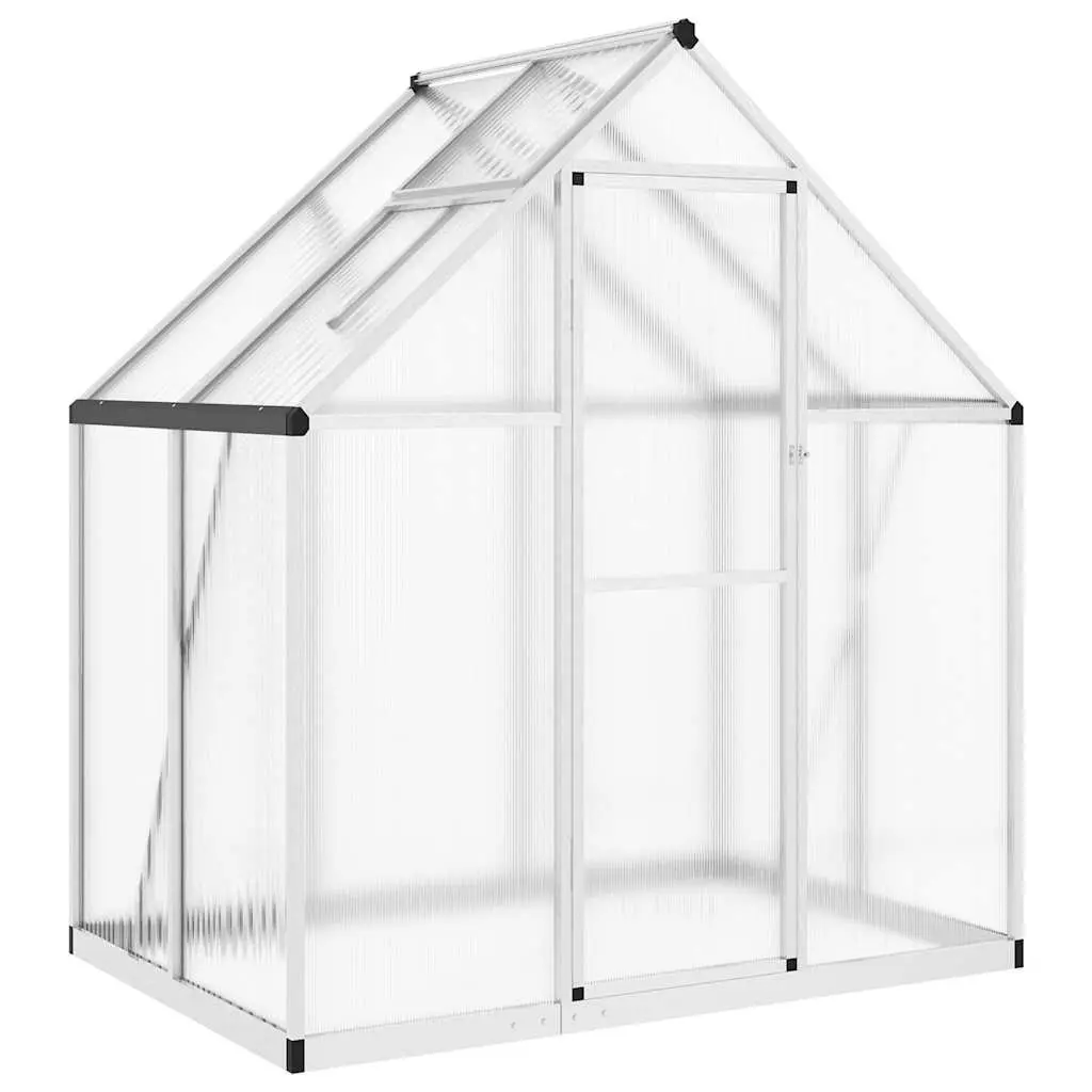 Greenhouse with Base Frame Aluminium Polycarbonate Silver 169x114x195 cm