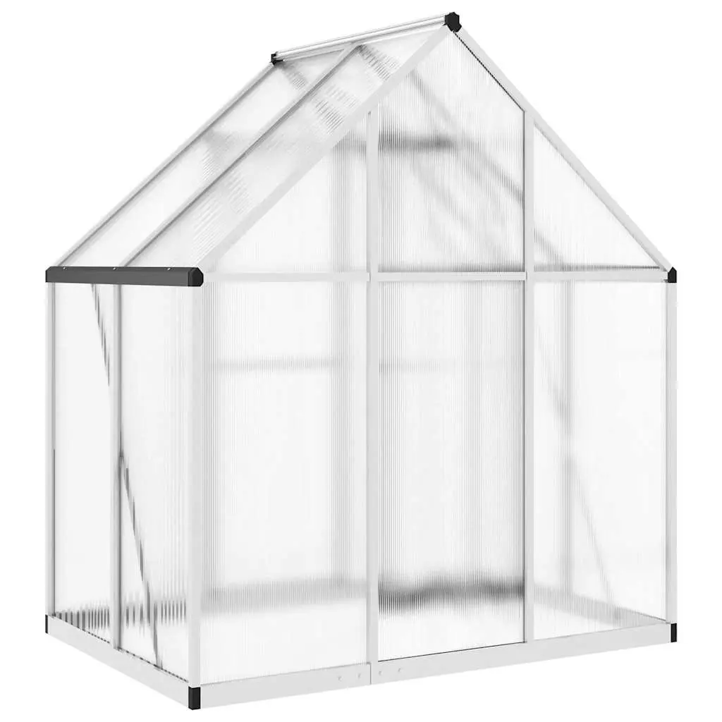 Greenhouse with Base Frame Aluminium Polycarbonate Silver 169x114x195 cm