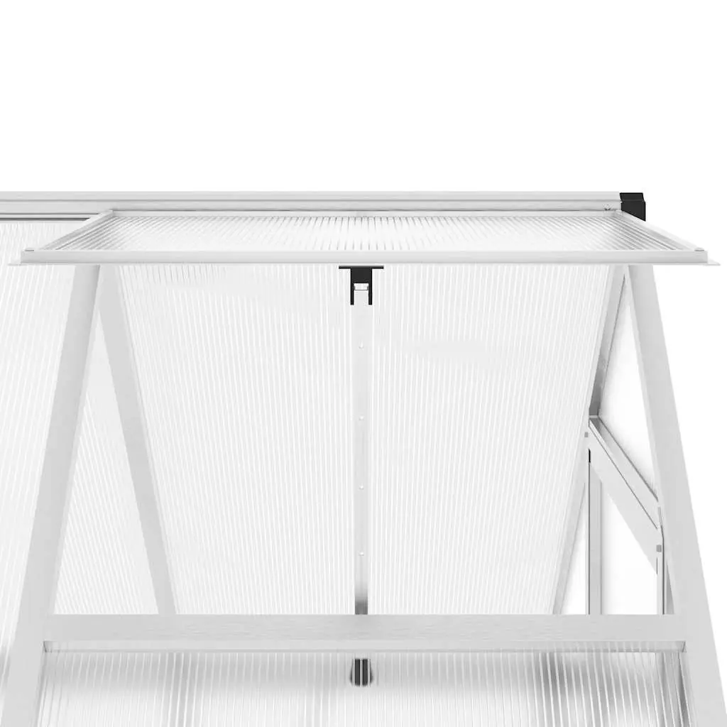 Greenhouse Aluminium Polycarbonate Silver 169x114x202 cm with Base Frame