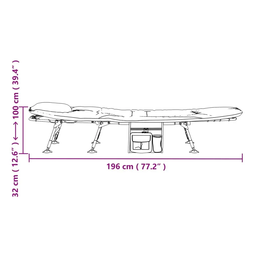 Foldable Fishing Bed Adjustable Backrest Mud Feet Green