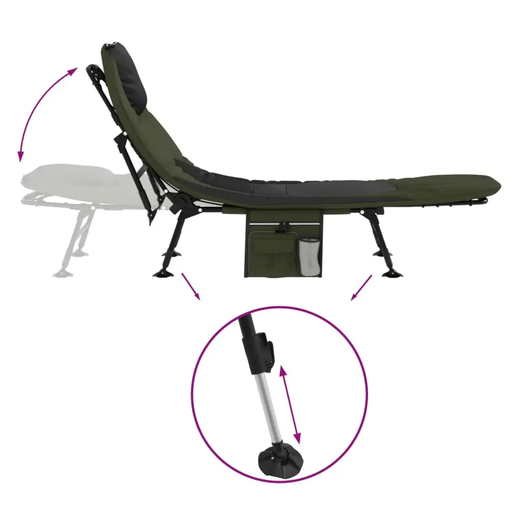 Foldable Fishing Bed Adjustable Backrest Mud Feet Green