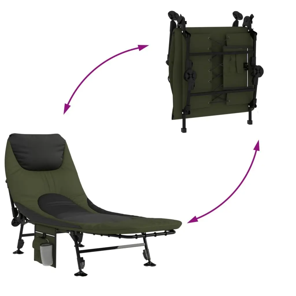 Foldable Fishing Bed Adjustable Backrest Mud Feet Green