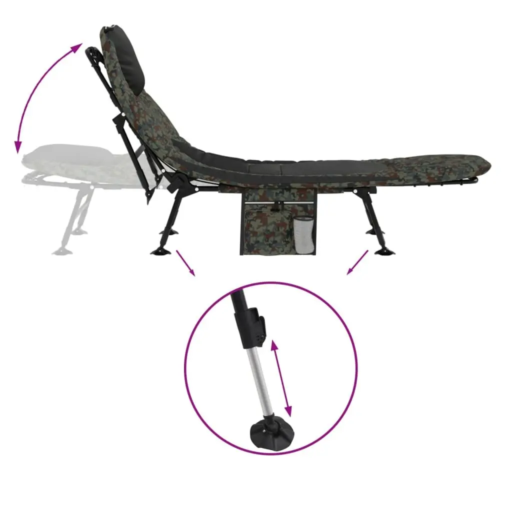Foldable Fishing Bed Adjustable Mud Legs Camouflage