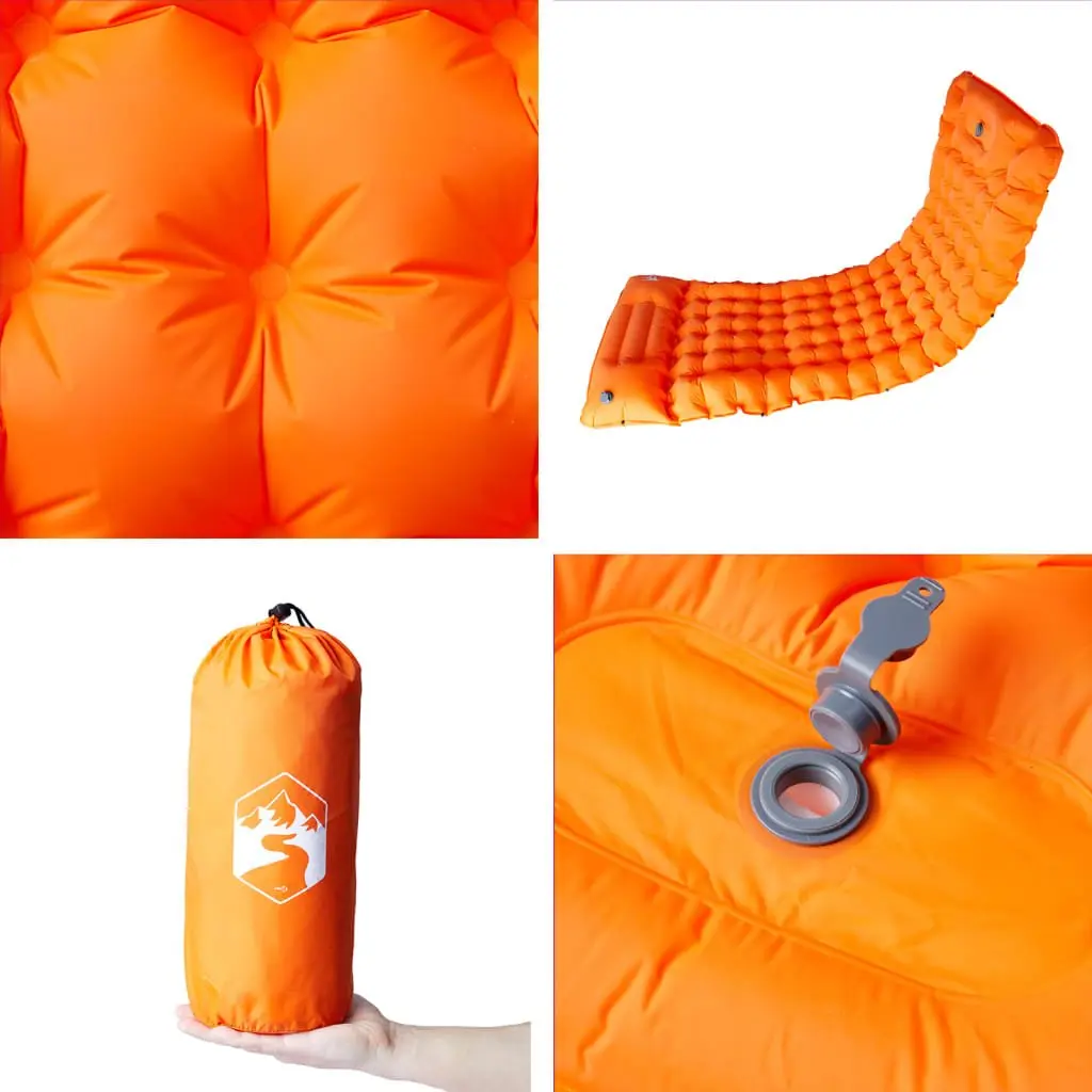 Self Inflating Camping Mattress with Integrated Pillow 10.5 cm Orange