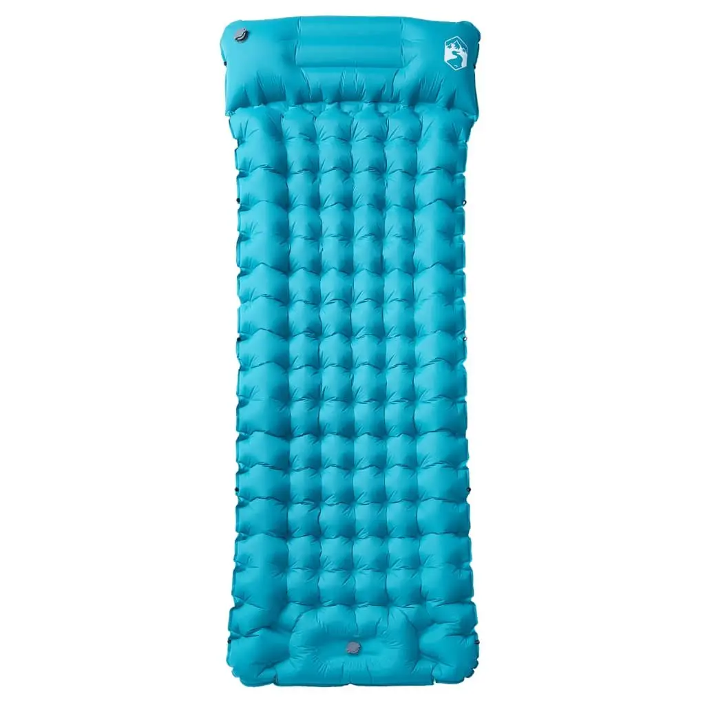 Self Inflating Camping Mattress Integrated Pillow 1-Person Blue
