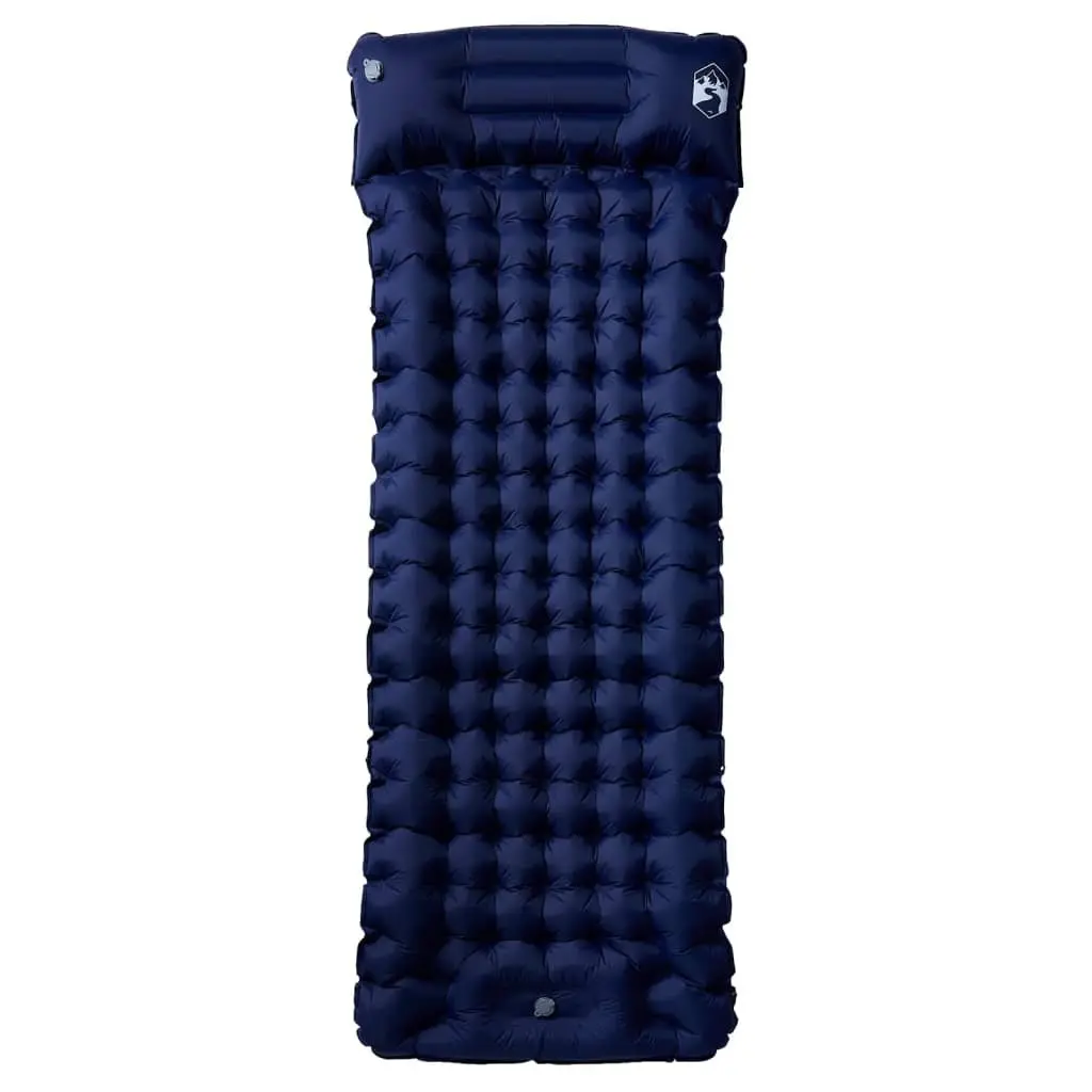 Self Inflating Camping Mattress with Pillow Single Person 10.5 cm Thickness Blue