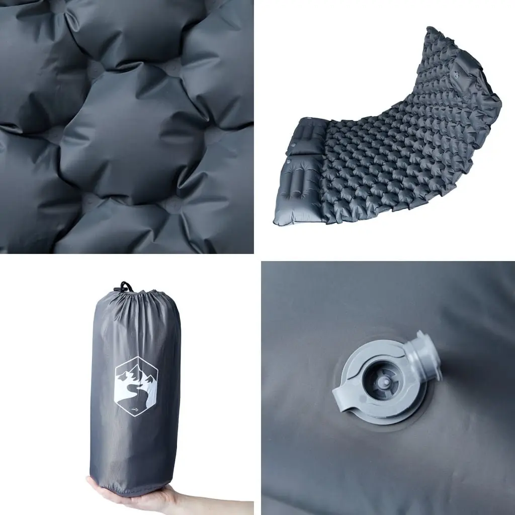 Self Inflating Camping Mattress Double Air Bed with Integrated Pillows 8.5 cm Thickness