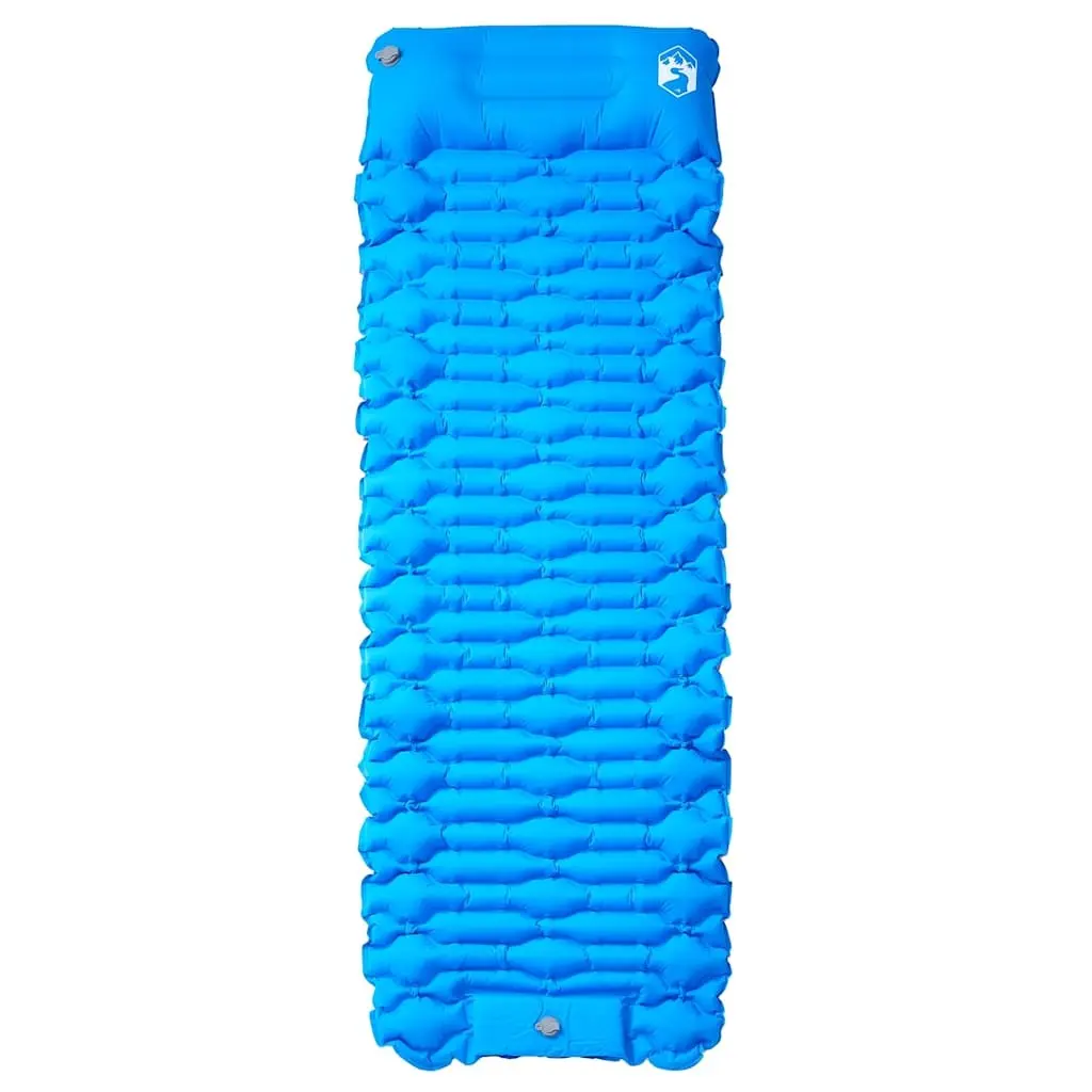 Self Inflating Camping Mattress with Pillow 1-Person Blue Sleeping Pad