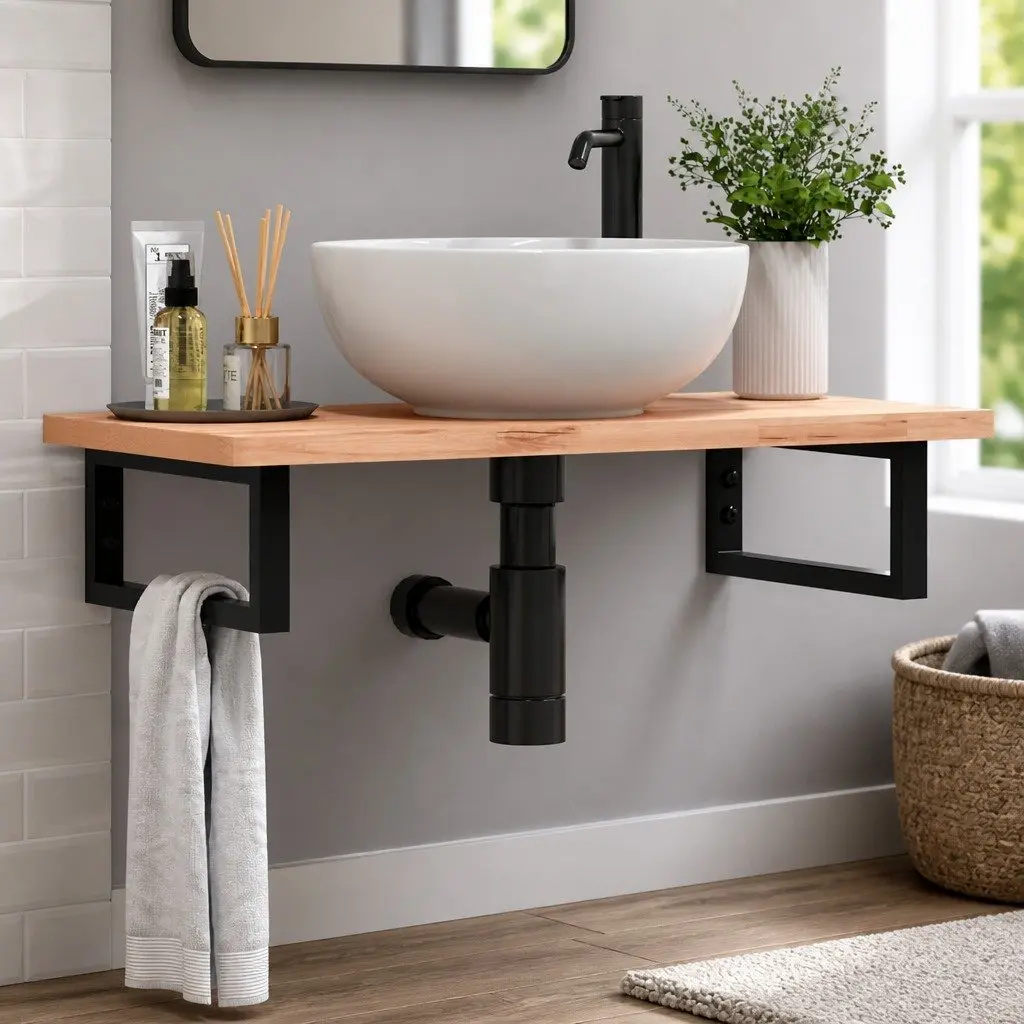Shelf Brackets Wall Mount Black Rectangular Steel 2 pcs