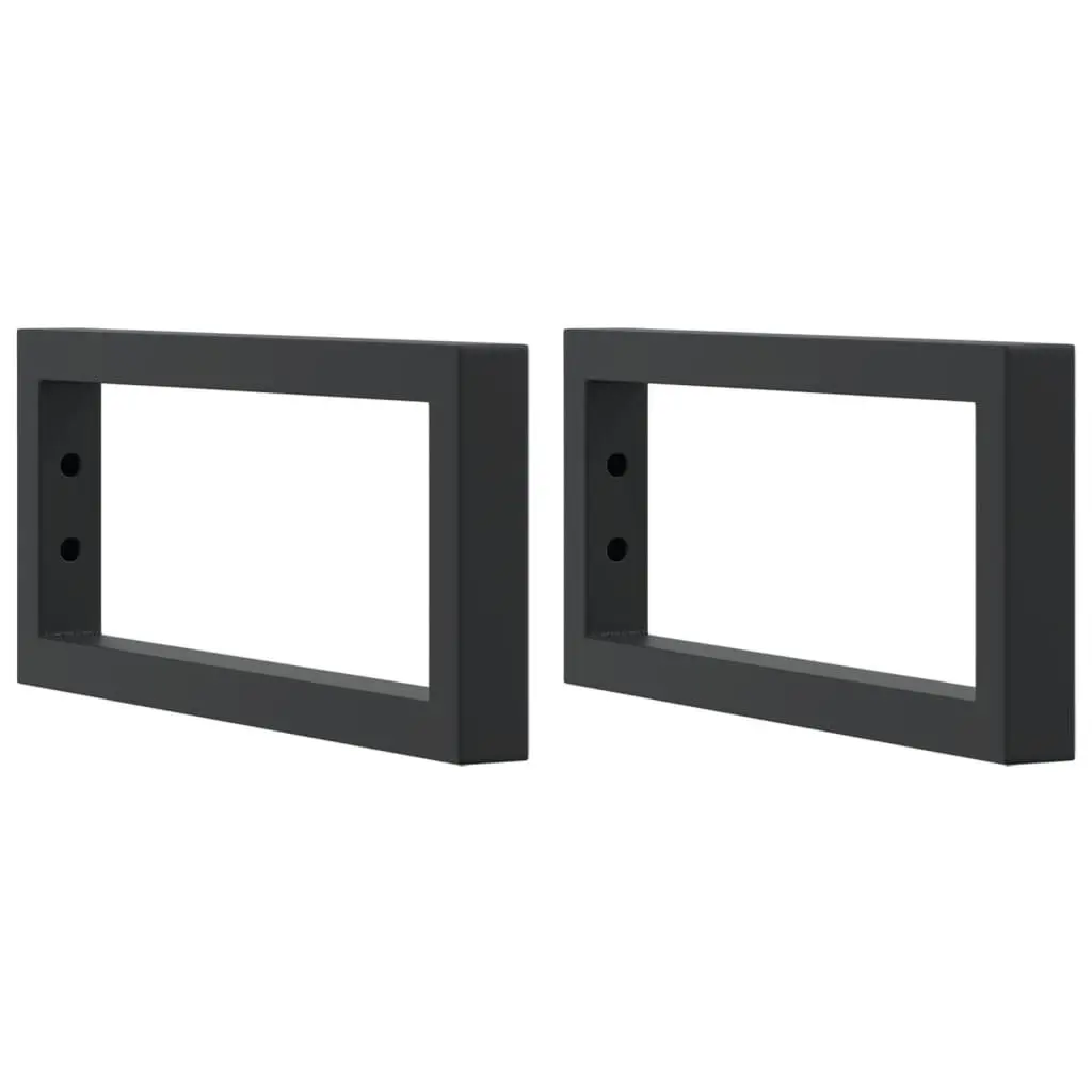 Shelf Brackets Wall Mount Black Rectangular Steel 2 pcs
