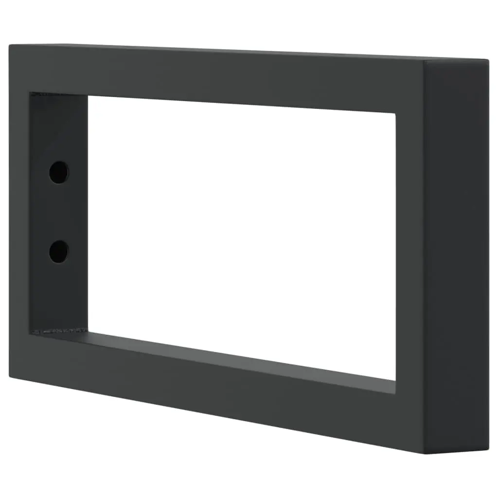 Shelf Brackets Wall Mount Black Rectangular Steel 2 pcs