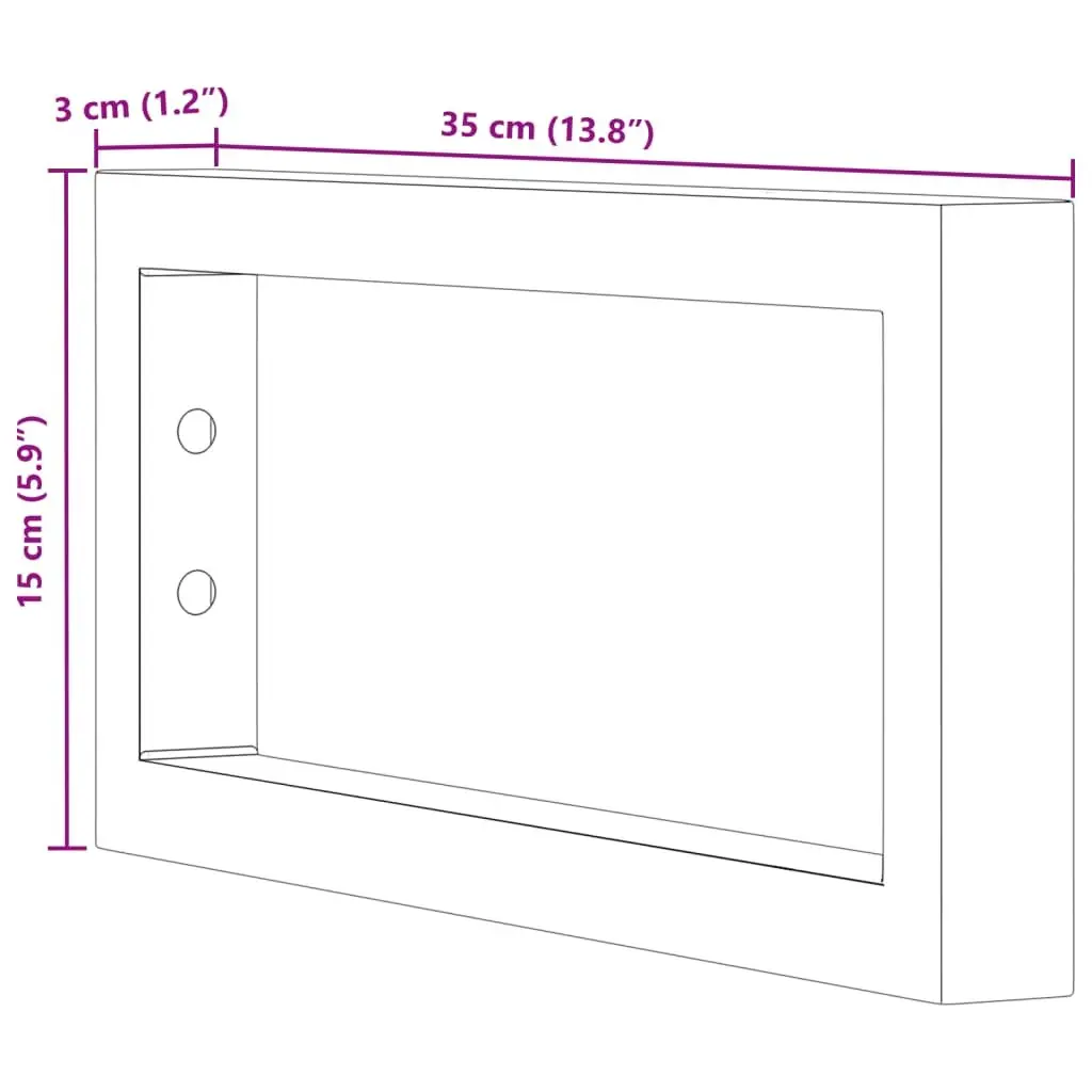Shelf Brackets Wall Mount Black Rectangular Steel 2 pcs