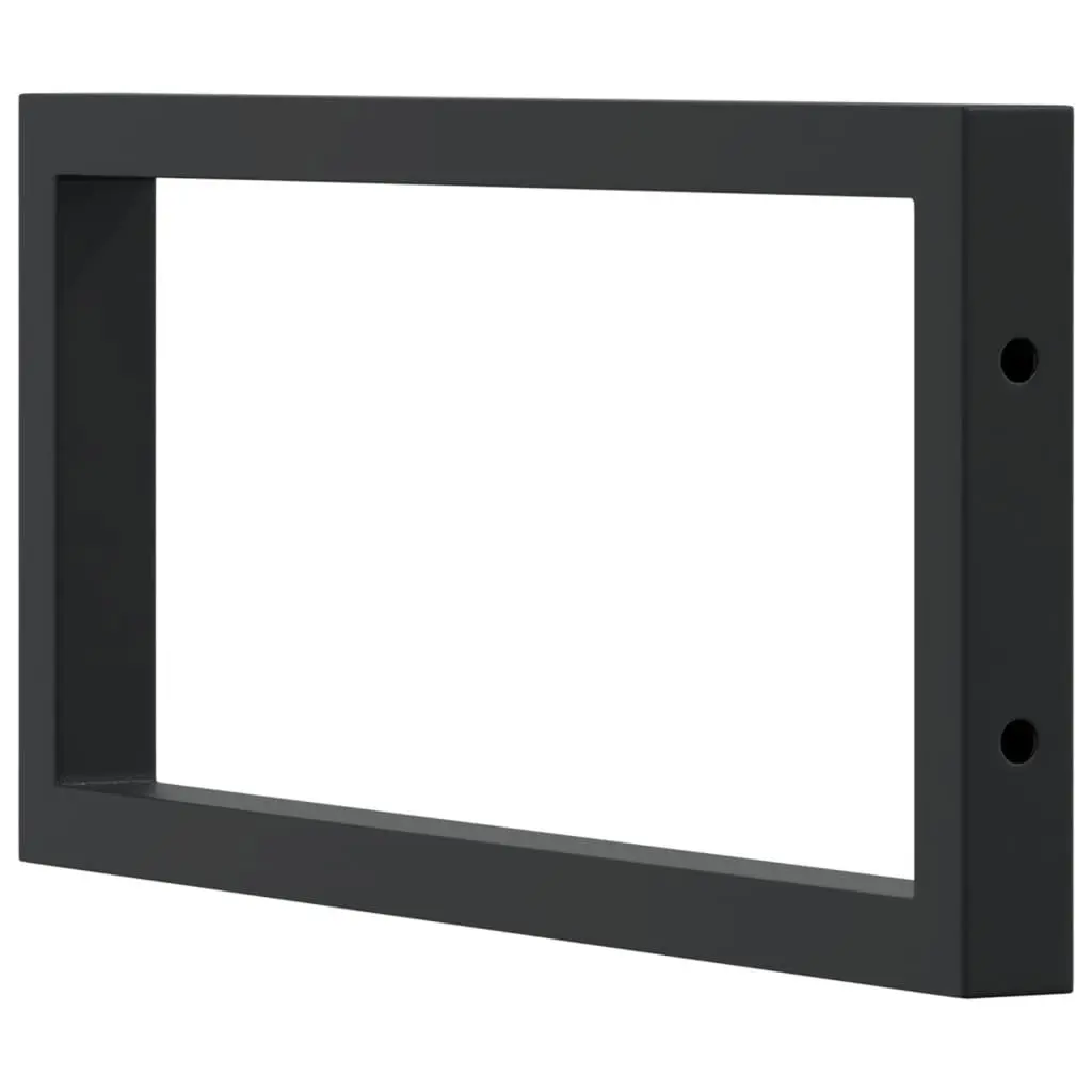 Black Rectangular Wall Mount Shelf Brackets Steel Support 2 Piece