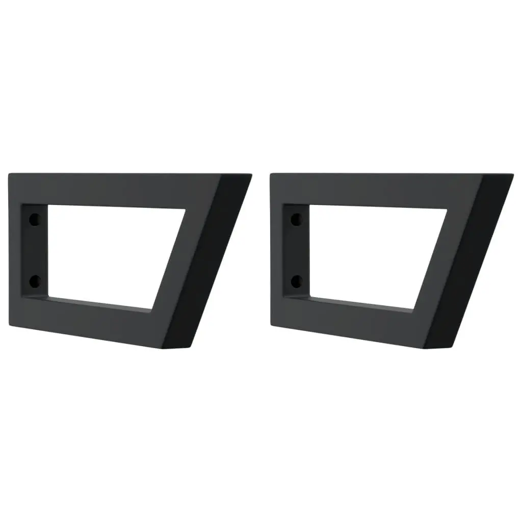 Shelf Brackets Trapezium Black Steel Wall Mount 2 Piece