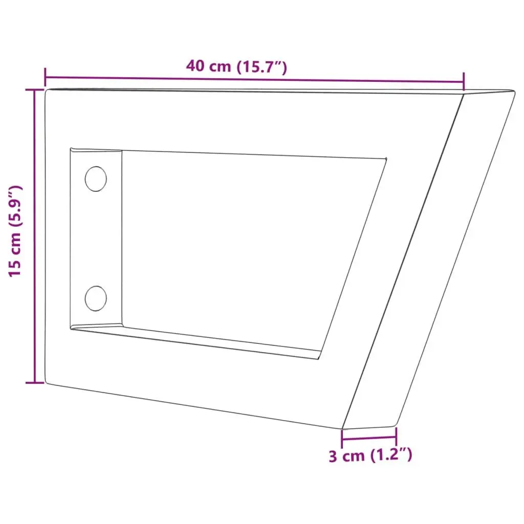 Shelf Brackets Trapezium Black Steel Wall Mount 2 Piece