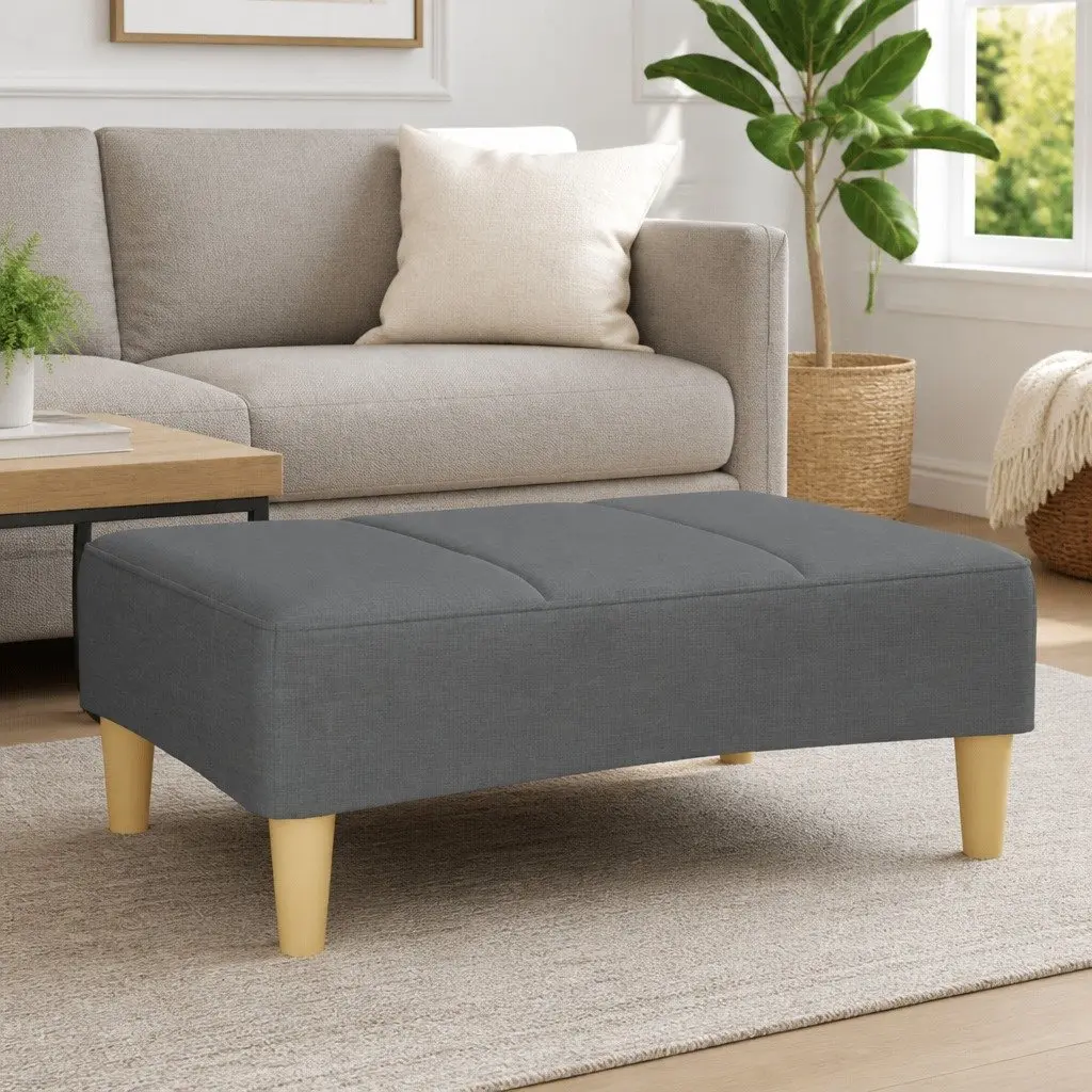 Footstool Dark Grey Fabric 77x55x31 cm Modern Foot Rest Living Room Furniture