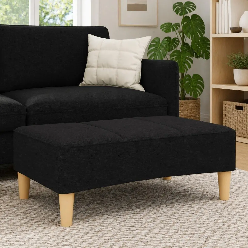 Black Fabric Footstool Ottoman Foot Rest Sofa Recliner Lounge Living Room