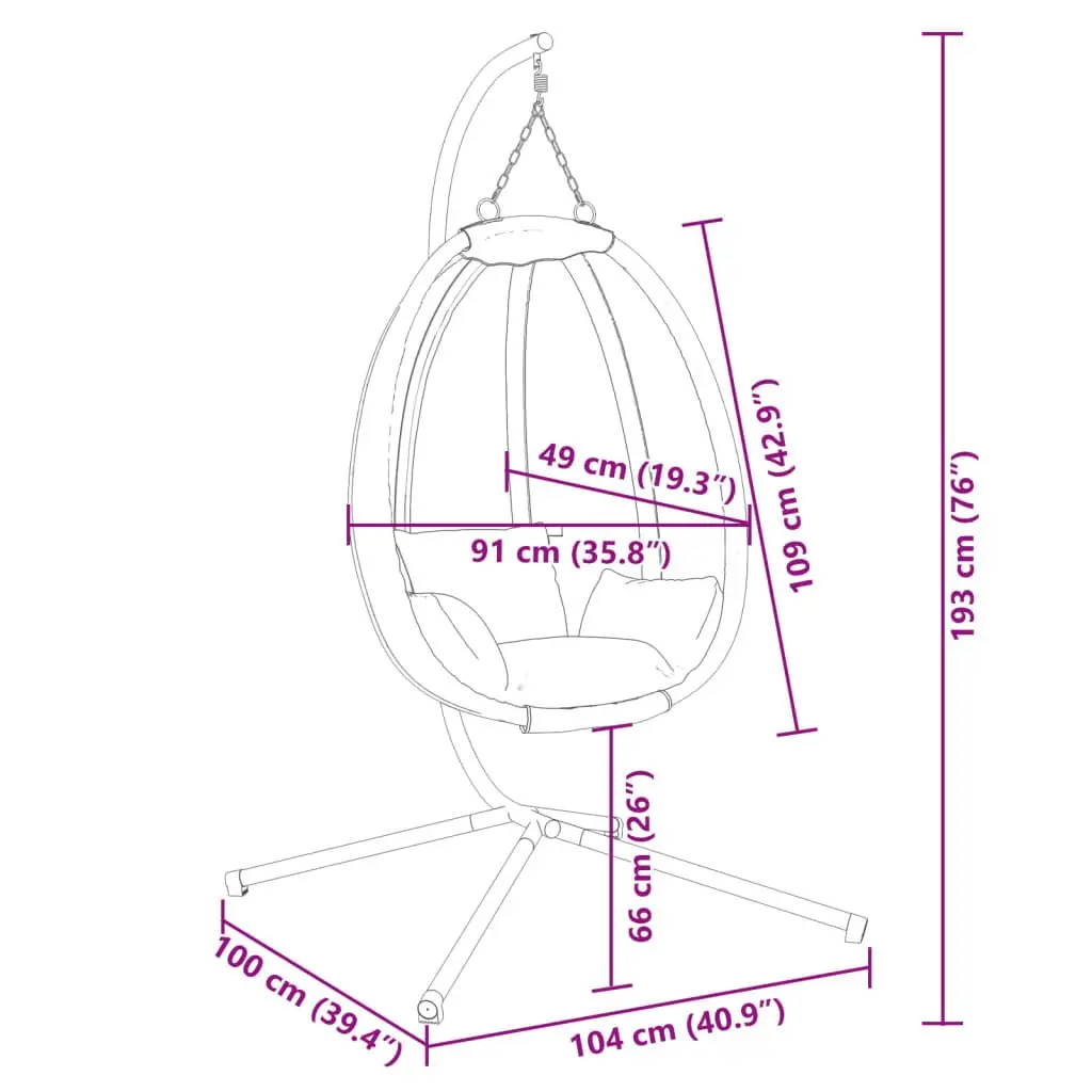 Hanging Egg Chair with Stand Swing Seat Outdoor Garden Porch Relaxation