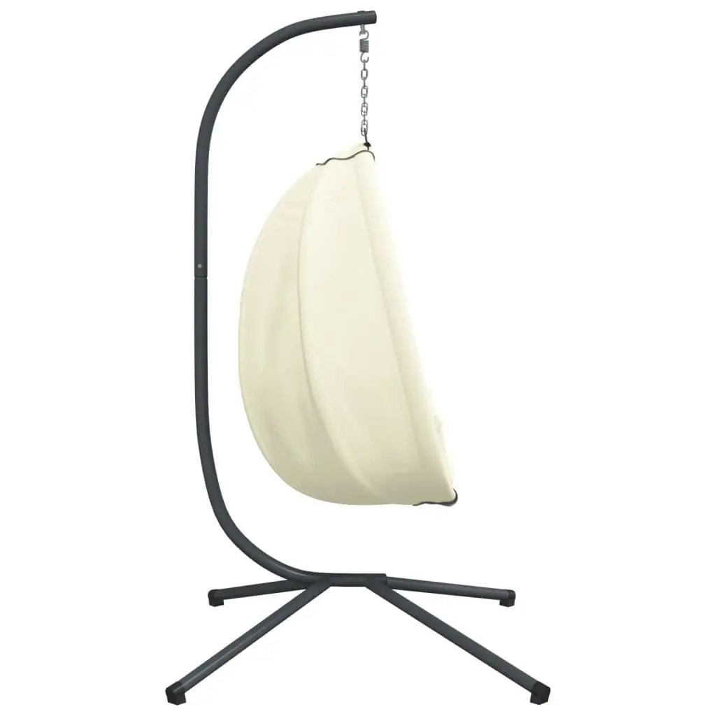 Hanging Egg Chair with Stand Beige Fabric Outdoor Garden Porch Swing