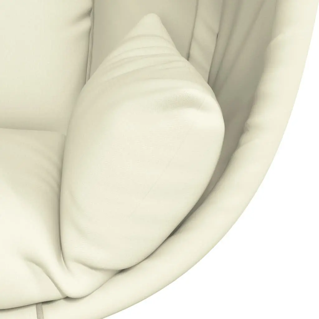 Hanging Egg Chair with Stand Beige Fabric Outdoor Garden Porch Swing