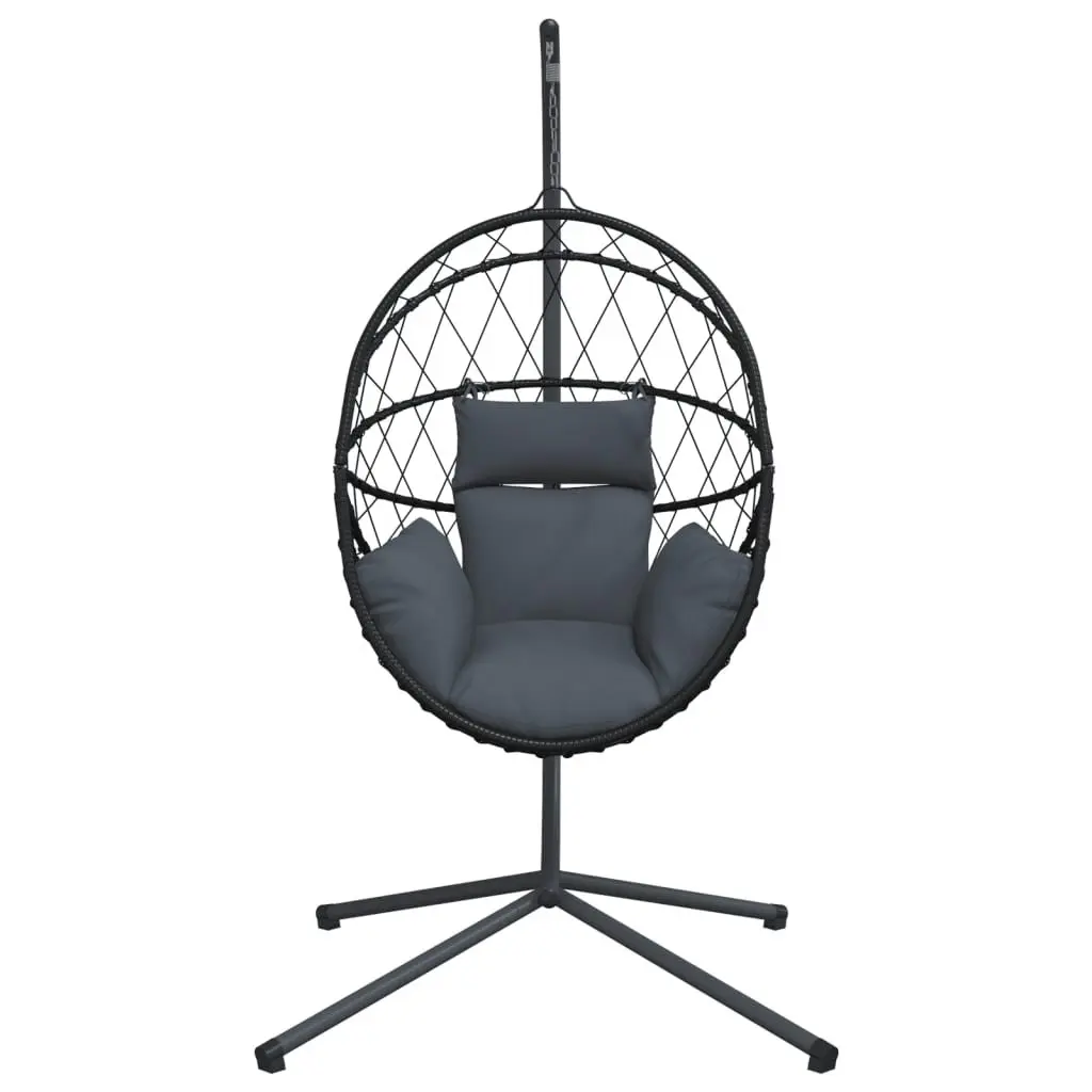 Hanging Chair with Stand Rattan and Steel Frame Anthracite for Garden Relaxation