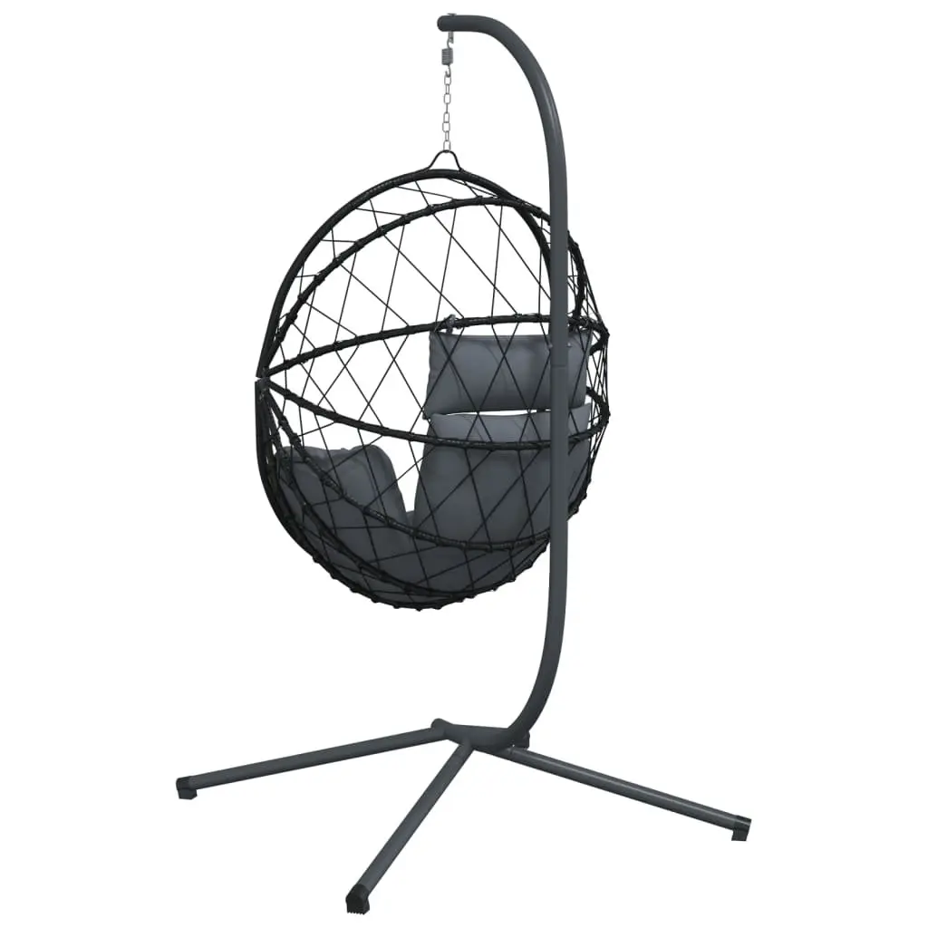Hanging Chair with Stand Rattan and Steel Frame Anthracite for Garden Relaxation