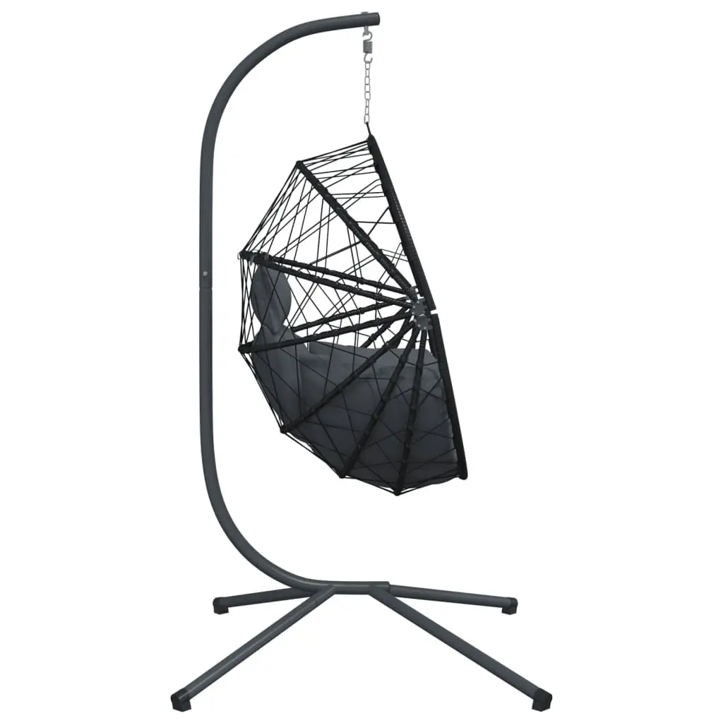 Hanging Chair with Stand Rattan and Steel Frame Anthracite for Garden Relaxation