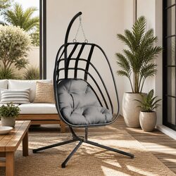 Friendly Outdoor Hanging Egg Chair with Cushioned Seat