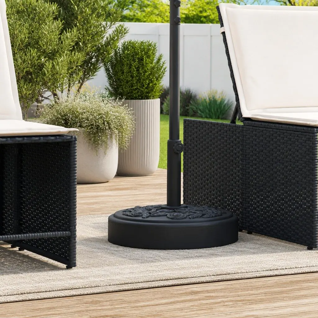 Parasol Base Round 25kg Stable Umbrella Stand Concrete Black
