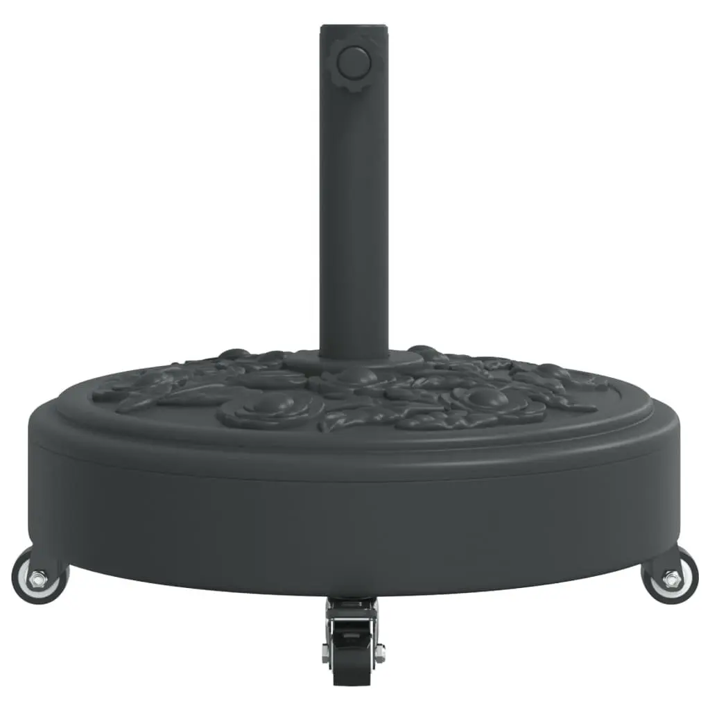Round Parasol Base with Lockable Wheels for 38mm 48mm Poles Black