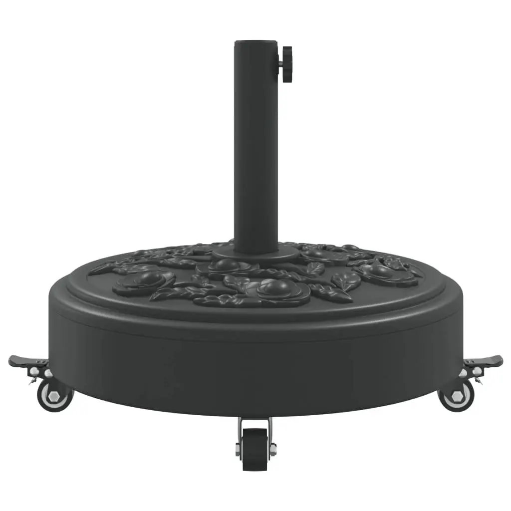 Round Parasol Base with Lockable Wheels for 38mm 48mm Poles Black