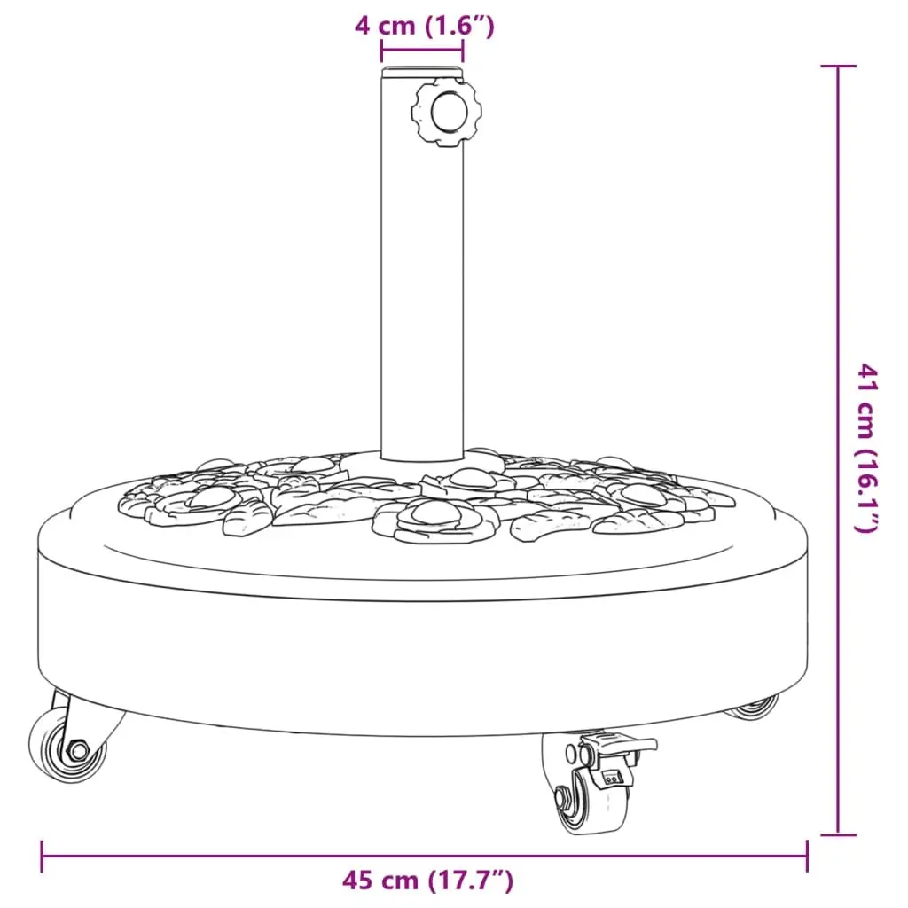 Round Parasol Base with Lockable Wheels for 38mm 48mm Poles Black